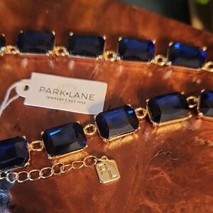 Park Lane Blue And Gold Sparkle Necklace with Deep Blue Stones NWT